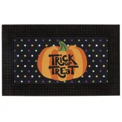 Home Accents Holiday LED Halloween Polka Dots Pumpkin 18 in. x 30 in. Rubber Light and Sound Door Mat -HOME ACCENTS HOLIDAY Sales black home accents holiday halloween doormats 7323 81 05hd 40 1000