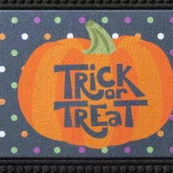 Home Accents Holiday LED Halloween Polka Dots Pumpkin 18 in. x 30 in. Rubber Light and Sound Door Mat -HOME ACCENTS HOLIDAY Sales black home accents holiday halloween doormats 7323 81 05hd 66 1000
