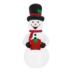 Home Accents Holiday 6.5 ft Snowman With Present Holiday Inflatable