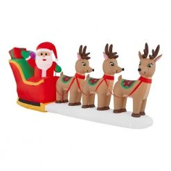 Home Accents Holiday 12 ft Santa in Sleigh With Reindeer Holiday Inflatable