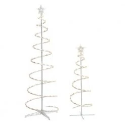 Home Accents Holiday 2-Piece Warm White LED Spiral Trees Holiday Yard Decoration