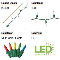 Home Accents Holiday 100L Multi Mini LED Green Wire Lights -HOME ACCENTS HOLIDAY Sales home accents holiday christmas string lights 22rt100sm m a0 1000