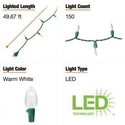 Home Accents Holiday 150L Warm White Faceted C6 LED Lights -HOME ACCENTS HOLIDAY Sales home accents holiday christmas string lights ty615 1815ww a0 1000