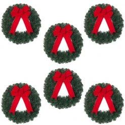 Home Accents Holiday 20 in Noble Pine Wreaths 6-Pack