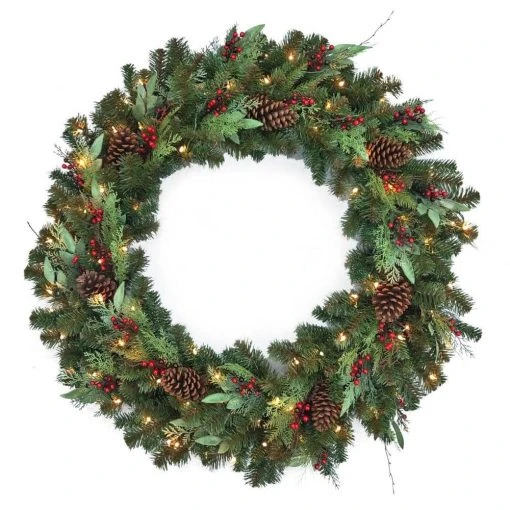 Home Accents Holiday 48 in Prelit Woodmore Wreath -HOME ACCENTS HOLIDAY Sales home accents holiday christmas wreaths chzh3811602t11 64 1000