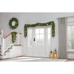 Home Accents Holiday 36 in. Woodmoore Battery Operated Mixed Pine LED Pre-Lit Artificial Christmas Wreath with Timer -HOME ACCENTS HOLIDAY Sales home accents holiday christmas wreaths chzh3811602th6 1d 1000 1