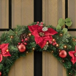 Home Accents Holiday 36 in. Berry Bliss Battery Operated Mixed Pine LED Pre-Lit Artificial Christmas Wreath with Timer -HOME ACCENTS HOLIDAY Sales home accents holiday christmas wreaths chzh3811995th9 1d 1000 1