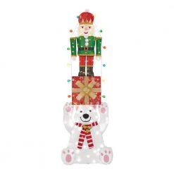 Home Accents Holiday 7 ft LED Polar Bear Gift Nutcracker Holiday Yard Decoration