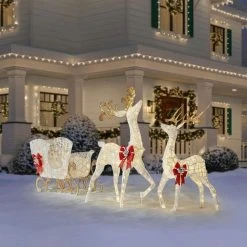 Home Accents Holiday 5 ft Warm White LED Reindeer with Sleigh Holiday Yard Decoration -HOME ACCENTS HOLIDAY Sales home accents holiday christmas yard decorations 22rt1182211 66 1000