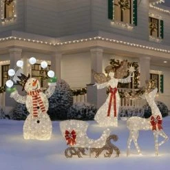Home Accents Holiday 5 ft Warm White LED Reindeer with Sleigh Holiday Yard Decoration -HOME ACCENTS HOLIDAY Sales home accents holiday christmas yard decorations 22rt1182211 77 1000