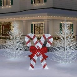 Home Accents Holiday 6 ft Cool White LED Candy Canes with Bow Holiday Yard Decoration -HOME ACCENTS HOLIDAY Sales home accents holiday christmas yard decorations 22rt1412211 66 1000