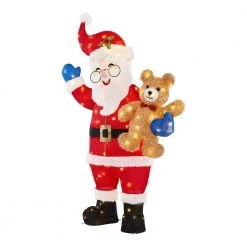 Home Accents Holiday 5 ft Warm White LED Santa with Teddy Bear Holiday Yard Decoration -HOME ACCENTS HOLIDAY Sales home accents holiday christmas yard decorations 22rt1942214 40 1000