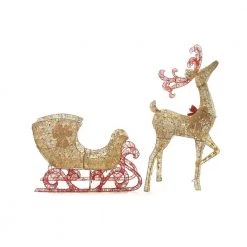 Home Accents Holiday 5 ft Gold Reindeer with 44 in Sleigh Holiday Yard Decoration -HOME ACCENTS HOLIDAY Sales home accents holiday christmas yard decorations ty374 375 1411 40 1000