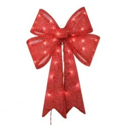 Home Accents Holiday 2 ft Incandescent Lighted Tinsel Bow Holiday Yard Decoration