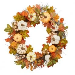 Home Accents Holiday 30 in Mixed Pumpkins Fall Harvest Wreath