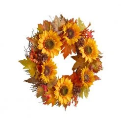 Home Accents Holiday 22 in Unlit Artificial Sunflower and Pinecone Harvest Fall Wreath -HOME ACCENTS HOLIDAY Sales home accents holiday fall wreaths 2528560hd 40 1000