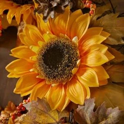 Home Accents Holiday 22 in Unlit Artificial Sunflower and Pinecone Harvest Fall Wreath -HOME ACCENTS HOLIDAY Sales home accents holiday fall wreaths 2528560hd a0 1000