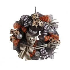 Home Accents Holiday 20 in Skeleton Mesh Halloween Wreath